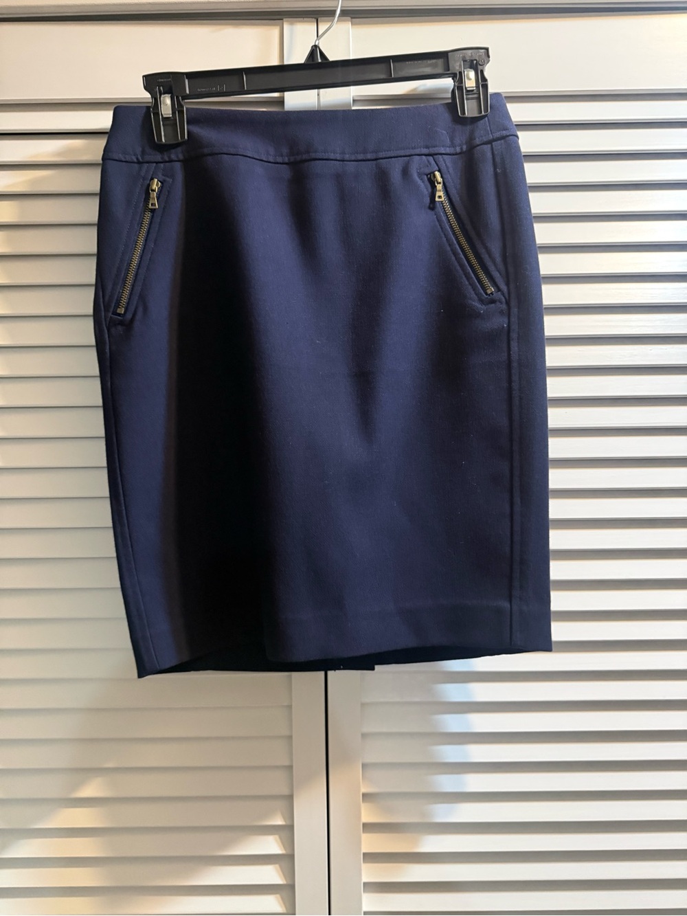 LOFT Navy Pencil Skirt with Zip Pocket Accents